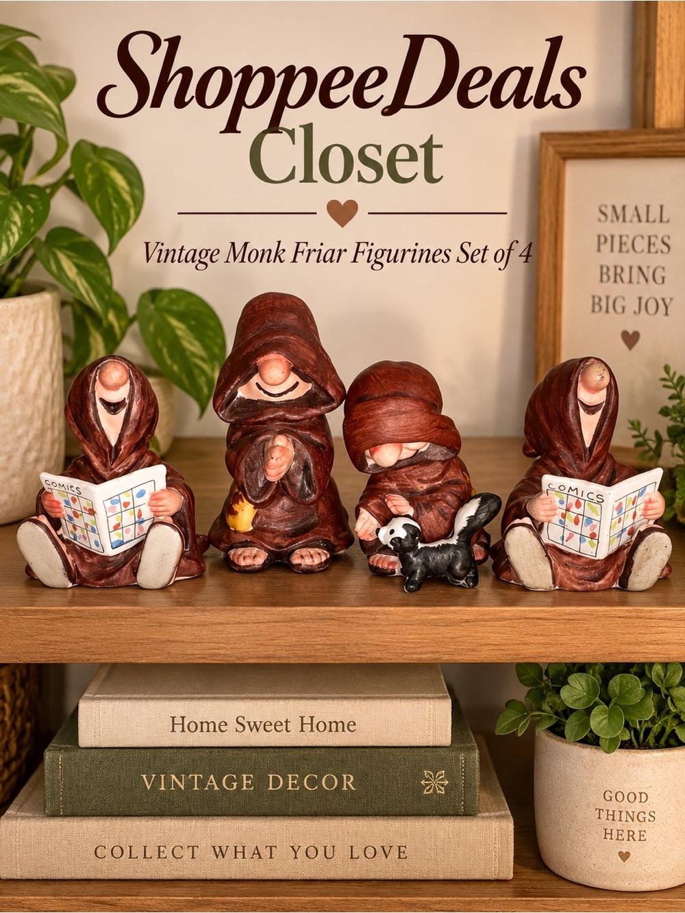 Vintage Beth Barton George Good Monk Friar Figurines Set of 4 1980s